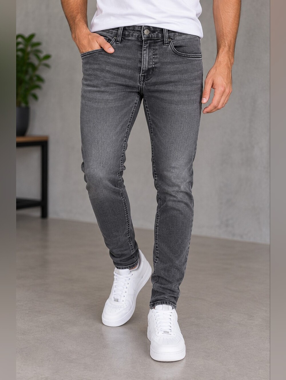 Vintage Genes Black Men’s Slim Fit Jeans 28x30 Faded Stretch Denim